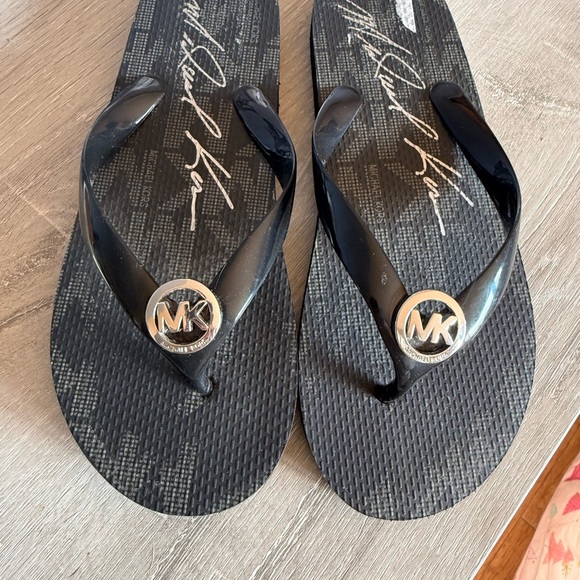 Michael Kors Shoes - Michael Kor Black MK Logo Flip Flops